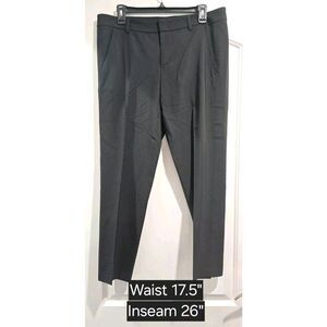Vince Women's Black Trouser Pants Size 12 Stripe Wool Blend Pockets EUC‎